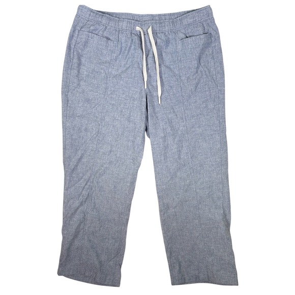 Orvis Pants - Orvis Linen Blend Pants Drawstring Light Blue Chambray Straight Leg Women Large